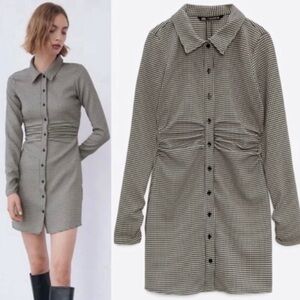 Zara houndstooth button up dress size XS